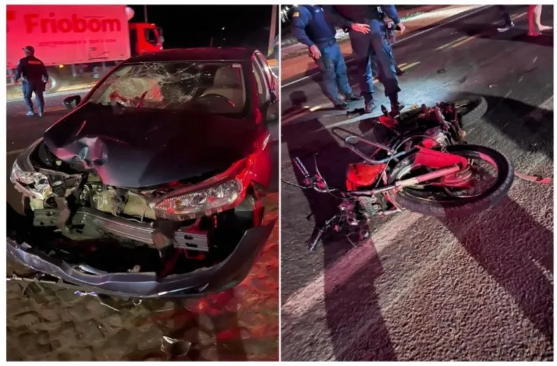 Acidente entre moto e carro deixa mulher ferida na BR-230 em Oeiras