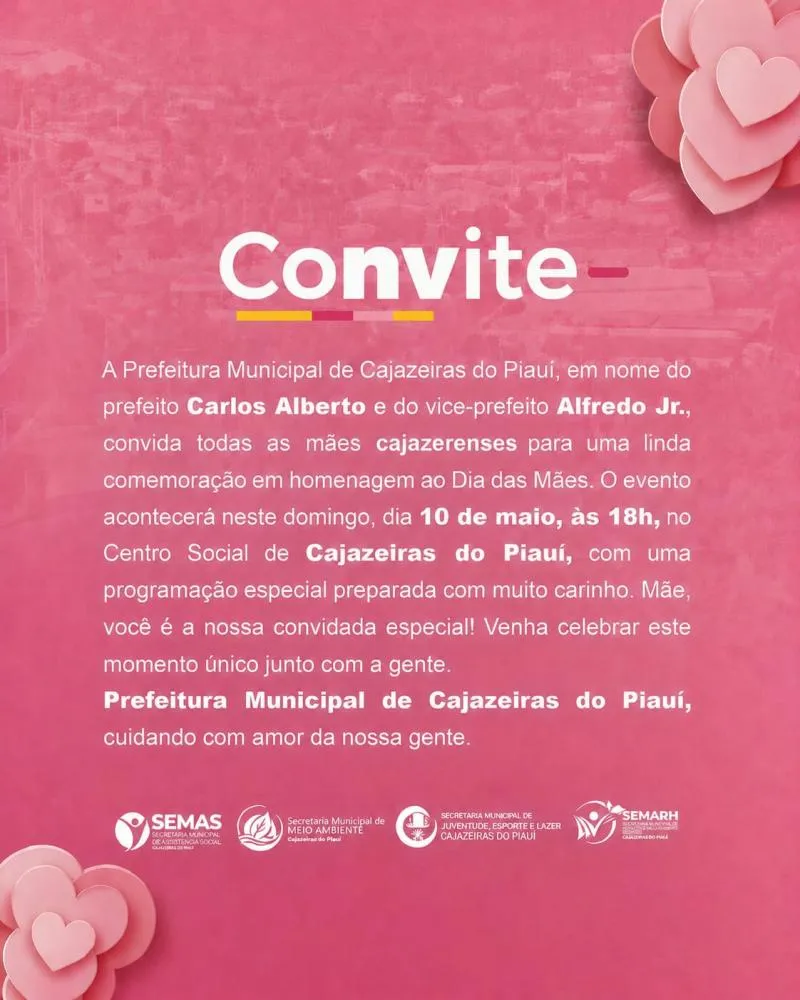 Prefeitura de Cajazeiras do Piauí promove homenagem especial pelo Dia das Mães