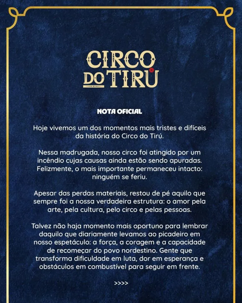 Incêndio atinge Circo do Tiru em Natal 